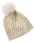 Фото #1 товара Forte Cashmere Lux Cable Pompom Wool & Cashmere-Blend Hat Women's Grey