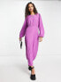 Фото #1 товара Pieces exclusive volume sleeve midi dress in purple