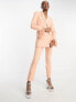 ASOS DESIGN Tall nipped waist tuxedo suit blazer with fringe cuff in apricot