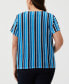 ფოტო #2 პროდუქტის Plus Size Eco Stripe Lace-Up Short Sleeve Tee Shirt