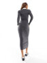 Фото #7 товара ASOS DESIGN cardigan midi dress with button front and poplin collar in charcoal