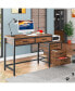 Computer Desk with 5 Drawers,Reversible Home Office Desk with Storage,Rustic Study Writing Table for Small Spaces Dark Brown and Black - фото #3