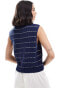 Фото #3 товара ASOS DESIGN knitted tank with rick rack stitch in stripe in navy