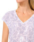 Women's Sequined Floral Print V-Neck Cap-Sleeve Blouse