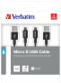 Фото #2 товара Verbatim 48874 - 1 m - Micro-USB A - USB A - USB 3.2 Gen 1 (3.1 Gen 1) - Black
