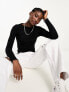 Фото #1 товара New Look lettuce edge long sleeve top in black