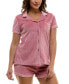 Women's 2-Pc. Ribbed Velour Pajamas Set Розовый, M - фото #6