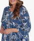 ფოტო #4 პროდუქტის Plus Size Classic Elegant Flower Top with Necklace