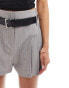 Фото #9 товара ASOS DESIGN high waist textured belted tailored short in grey