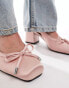 RAID Emilia ballet low block heels shoes in baby pink satin