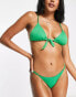 Stradivarius rib knot front bikini top co-ord in green