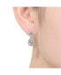 Sterling Silver with Rhodium Plated Two Clear Oval with Round Cubic Zirconia Halo Drop Earrings