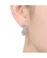 ფოტო #2 პროდუქტის Sterling Silver with Rhodium Plated Two Clear Oval with Round Cubic Zirconia Halo Drop Earrings