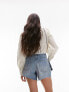 Topshop pleated denim short in bleach