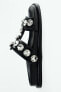 Flat slider sandals with rhinestones