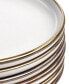 ფოტო #4 პროდუქტის Flat, Raised Rim, Gold-Tone Trim Alejandro 6 Piece Stoneware Salad Plate Set, Service for 6