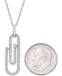Фото #5 товара Wrapped diamond Paperclip Pendant Necklace (1/3 ct. t.w.) in 14k White Gold, 18" + 2" extender, Created for Macy's