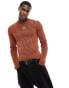 ASOS DESIGN knitted muscle plated rib jumper in burnt orange