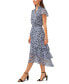 Фото #4 товара Women's Floral-Printed Smocked-Waist Tiered Midi Dress