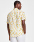 Фото #1 товара Men's Morocco Short Sleeve Palm Print Button-Front Linen Shirt, Created for Macy's