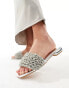 Simmi London Pariis super embellished slip on mule sandals in silver metallic