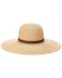 Фото #1 товара Bruno Magli Wide Brim Leather-Trim Straw Sun Hat Women's Brown