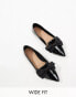 ASOS DESIGN Wide Fit Lake bow pointed ballet flats in black