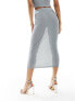 ASOS DESIGN pencil midi skirt in grey blue in grey blue co-ord Голубой, XS - фото #5