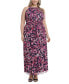 Фото #1 товара Plus Size Halter Ruched-Waist Maxi Dress