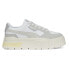 Фото #1 товара Puma Mayze Stack Luxe Lace Up Platform Womens Grey, White Sneakers Casual Shoes