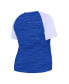 Women's Royal Los Angeles Dodgers Plus Size Space Dye Raglan V-Neck T-shirt