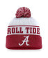 Фото #1 товара Men's White/Crimson Alabama Crimson Tide Local Peak Cuffed Knit Hat with Pom