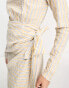 ASOS DESIGN textured maxi dress with wrap skirt yellow stripe