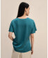 Фото #2 товара Women's Cowl Neck Short Sleeves Silk T-Shirt for Women