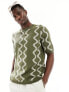 Фото #2 товара ASOS DESIGN knitted crew neck t-shirt in textured khaki wiggle pattern