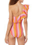 Фото #2 товара Shoshanna Women's Standard Shoulder Ruffle One Piece, Sunset Sorbet, 8 303970