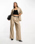 Фото #4 товара NA-KD co-ord pleated wide leg trousers in beige