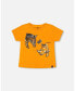 ფოტო #1 პროდუქტის Baby Boy Organic Cotton T-Shirt With Print Orange - Infant