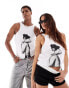 ASOS DESIGN unisex muscle fit license vest with Lady Gaga The Fame Monster prints in white