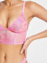 Фото #2 товара ASOS DESIGN Nina sheer floral lace longline triangle bra with picot trim in pink