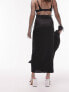 Фото #4 товара Topshop wrap satin midi skirt in black