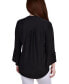 ფოტო #2 პროდუქტის Petite 3/4 Sleeve Overlapped Bell Sleeve Y-neck Top