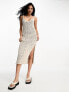 Фото #1 товара ASOS DESIGN knitted crochet midi dress in open stitch in stone