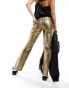 River Island coated straight jeans in gold