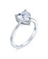 ფოტო #2 პროდუქტის Classic Romantic 2CT AAA CZ Solitaire Heart Shaped Engagement Ring For Women Thin Plain Band Promise Ring .925 Sterling Silver