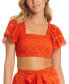 ფოტო #1 პროდუქტის Women's Flutter-Sleeve Cotton Crop Top