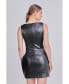 ფოტო #2 პროდუქტის Women's Faux Leather Buttoned Mini Dress