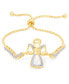 ფოტო #1 პროდუქტის Diamond Accent Angel Adjustable Silver Plate Bracelet