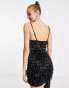Фото #4 товара Miss Selfridge Premium embellished tassel mini dress in black