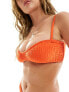 ASOS DESIGN shirred shaped bandeau bikini top in orange